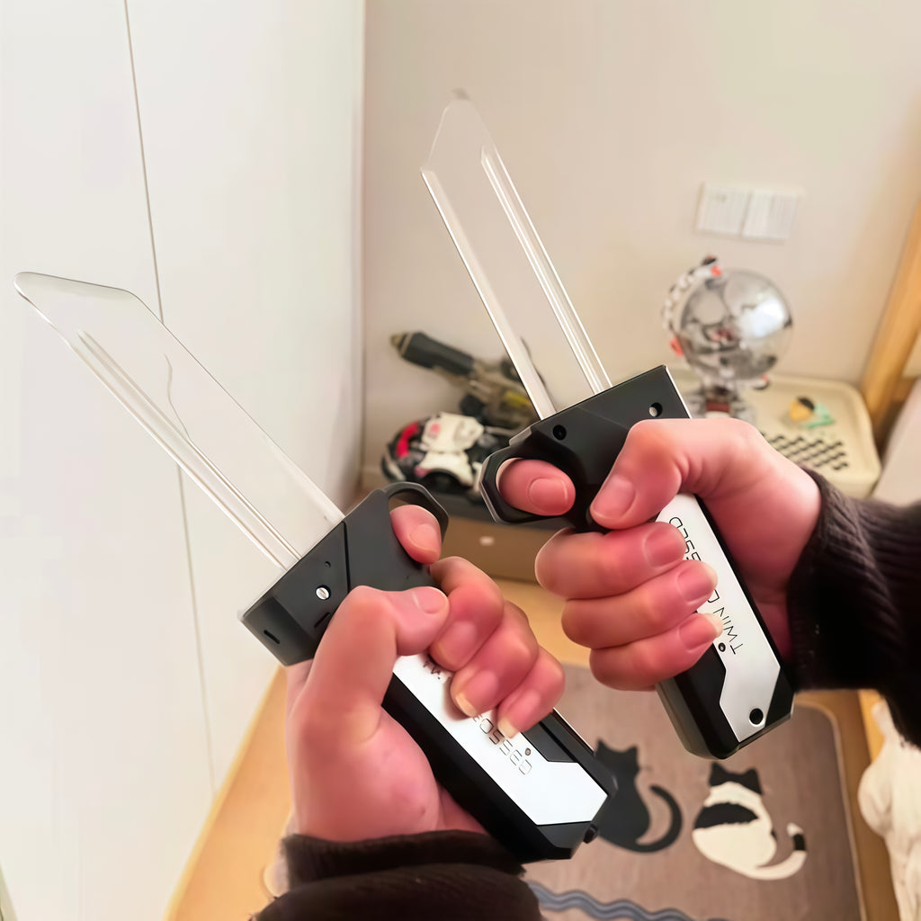 Espada retráctil iluminada, sable LED activado por movimiento con interruptor de color rojo/azul, longitud de hoja ajustable, empuñadura conectable, juguete giratorio para fiestas de cosplay (1PCS)