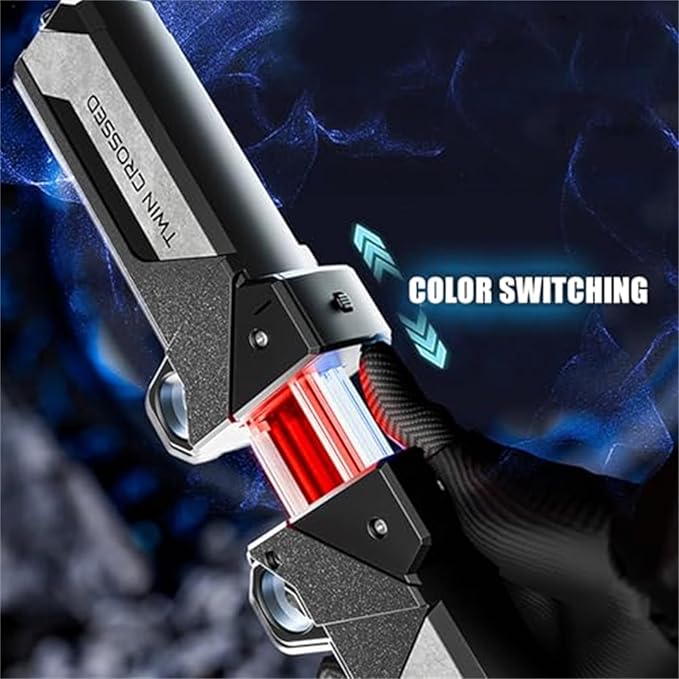 Espada retráctil iluminada, sable LED activado por movimiento con interruptor de color rojo/azul, longitud de hoja ajustable, empuñadura conectable, juguete giratorio para fiestas de cosplay (1PCS)