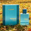 Al Haramai.n Amber Oud Aqua Dubai's refreshing aquatic notes are infused with the warm woody aroma of amber and agarwood. The blue bottle body replicates the Dubai coastline's shimmering light, unlocking the luxurious ocean fragrance of the cit.y