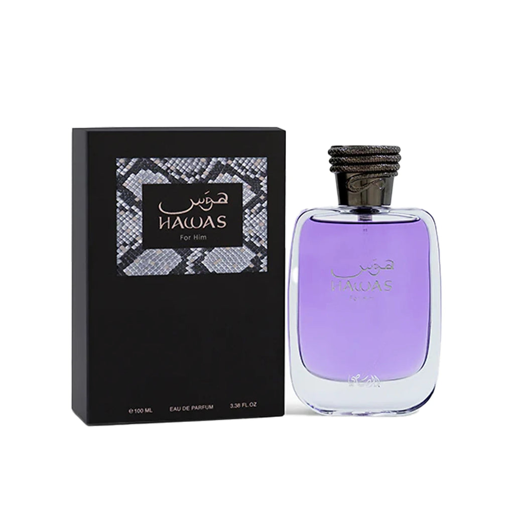 Rasasi Hawas Eau de Parfum Spray for Men – Invigorating Fresh Aquatic & Fruity Scent, Bergamot, Apple, Cinnamon & Musk, Long-Lasting Premium Arabian Fragrance, Perfect Gift, 3.4 fl oz / 100 ml