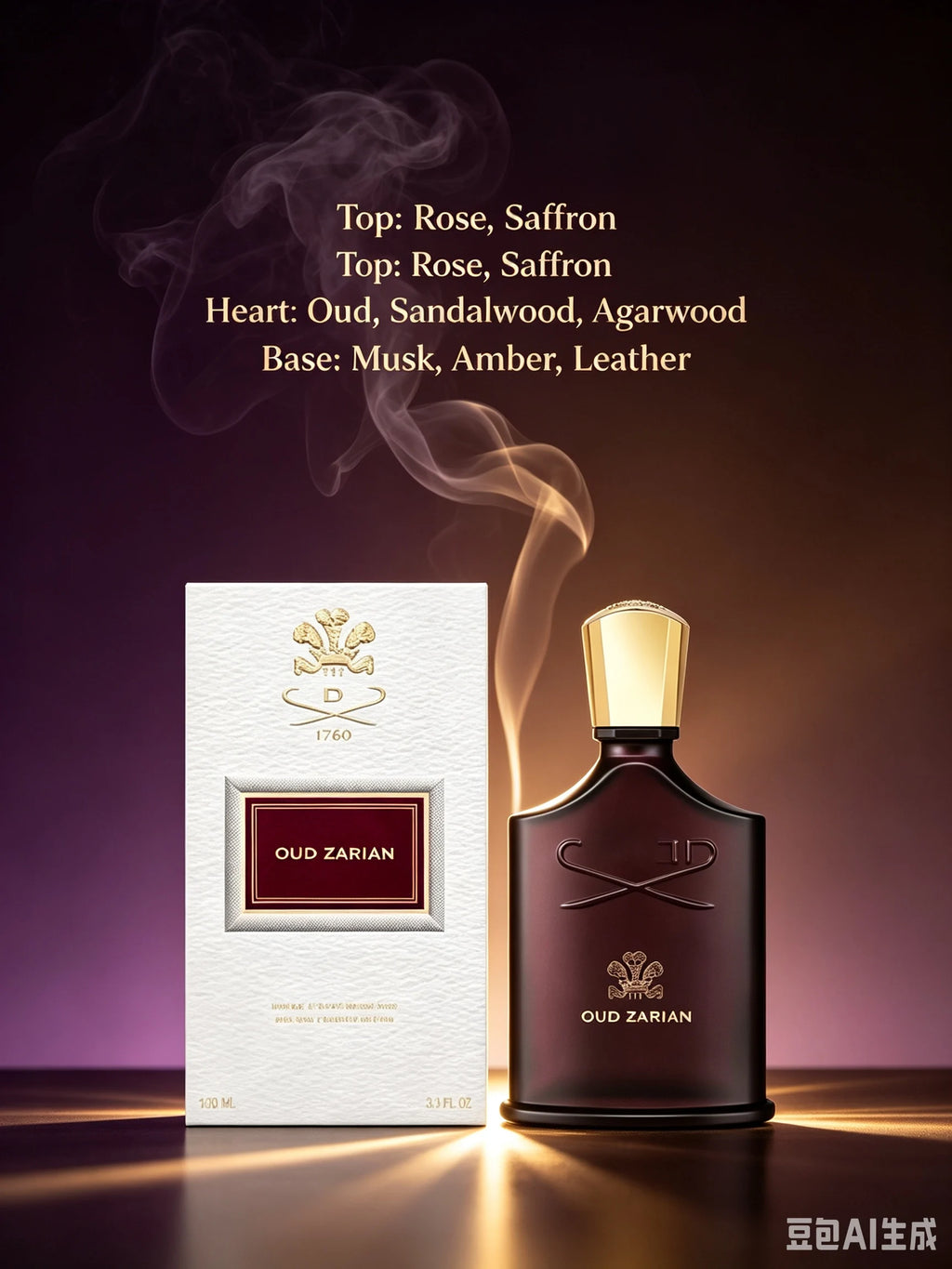 C.REEDOud Zarian Eau de Parfum 100ml, Resinous Agarwood Oud Smoky Oriental Woody Luxury Niche Unisex Fragrance with Saffron Rose Patchouli Warm Amber Sandalwood Soft Musk, Long Lasting Intense Deep Scent for Fall Winter Evening Date Night Formal Event