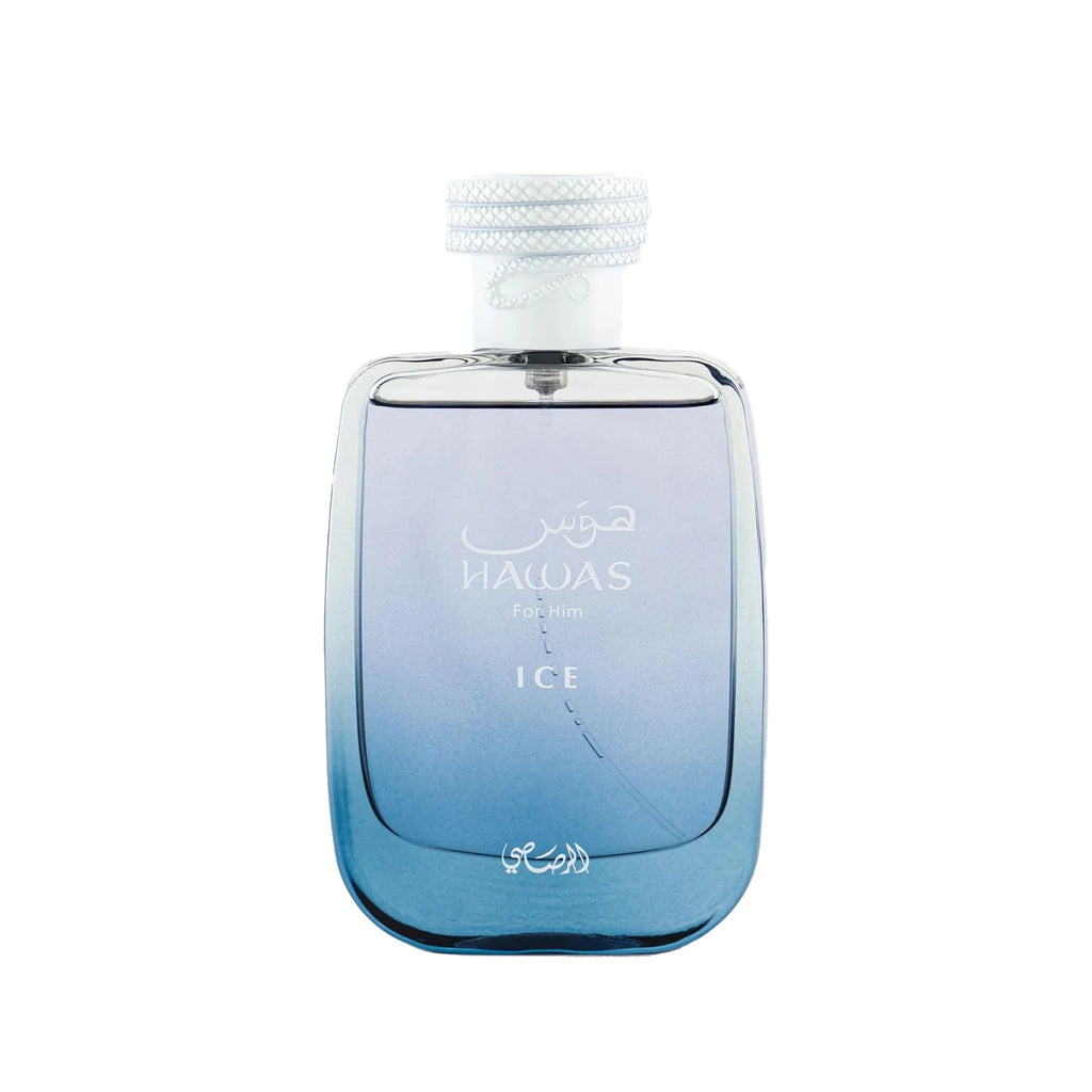 Rasasi Hawas Ice Eau de Parfum Spray for Men – Icy Fresh Aquatic & Citrus Scent, Mint, Lemon & Cooling Spices, Long-Lasting Premium Arabian Fragrance, Perfect Gift, 3.4 fl oz / 100 ml