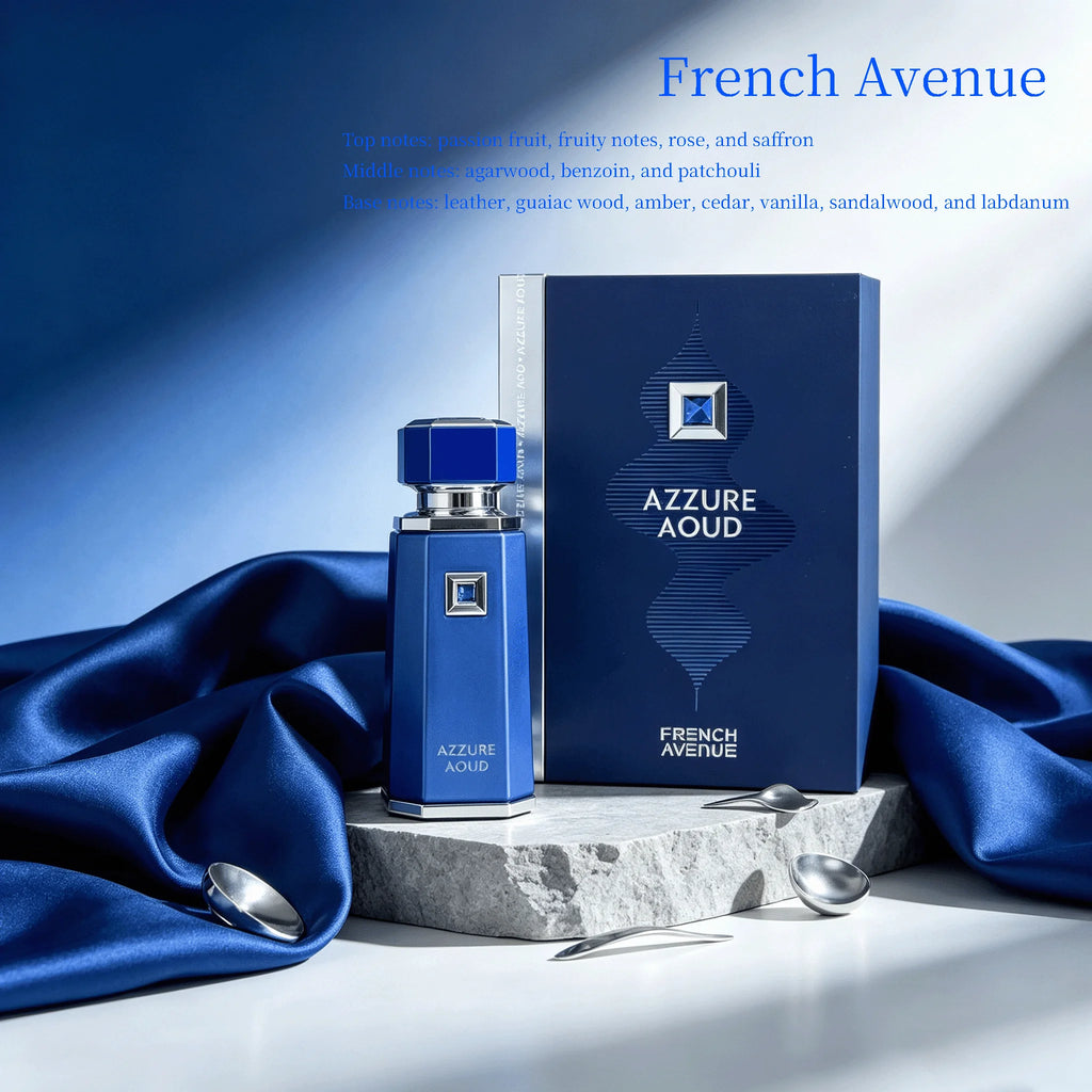 Luxury Oriental Oud Woody Balsamic Eau De Parfum 100ml French Avenue Azzure Aoud Passion Fruit Saffron Agarwood Leather Vanilla Sandalwood Noble Unisex Scent Perfume