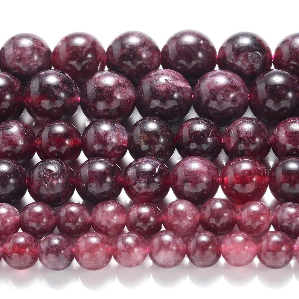 Dark Red Natural Garnet Lapis Lazuli Amethysts Stone Bead 4-12mm Round Loose Bead for Jewelry Making DIY Bracelet Handmade Craft