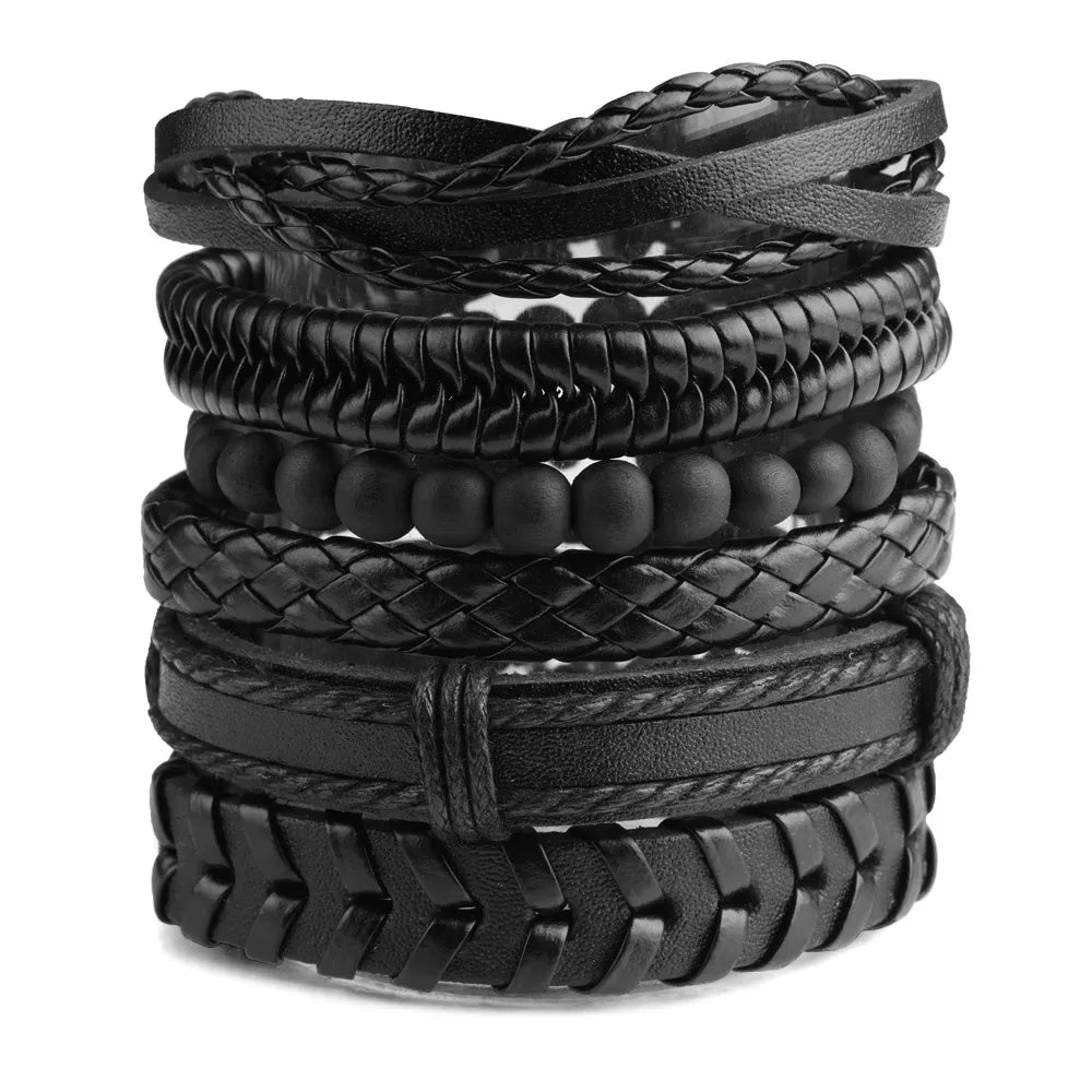 Punk Leather Bracelet for Men - Gothic Style Adjustable