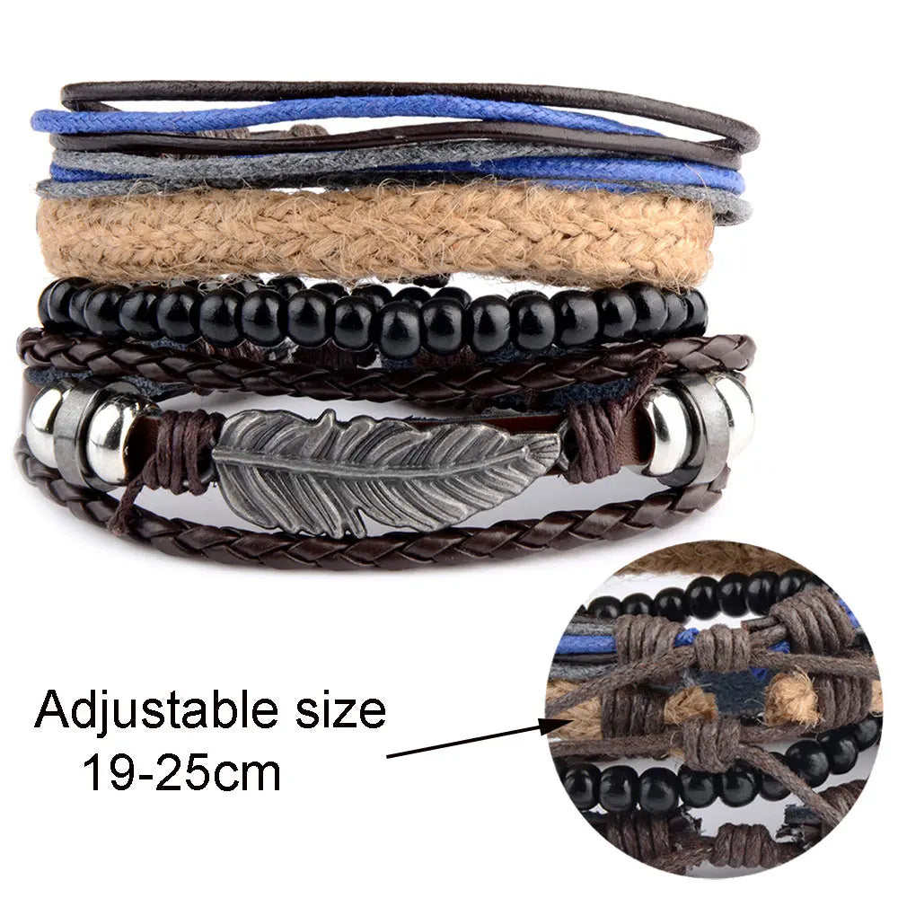 Punk Leather Bracelet for Men - Gothic Style Adjustable