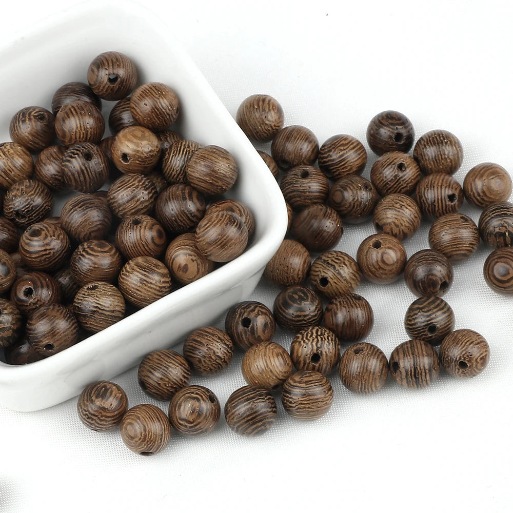 Natural Wood Beads Round Spacer Wooden Balls Charms DIY For Bracelet Necklace Jewelry Making Handmade Accessories 8mm Wholesale