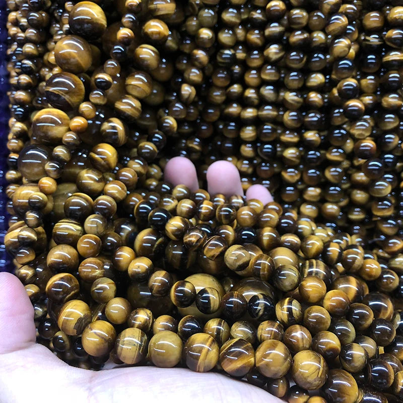 4/6/8/10/12/14mm Natural Yellow Tiger Eye Beads Round Loose Stone Beads for DIY Necklace Bracelet Jewelry Making Pick Size