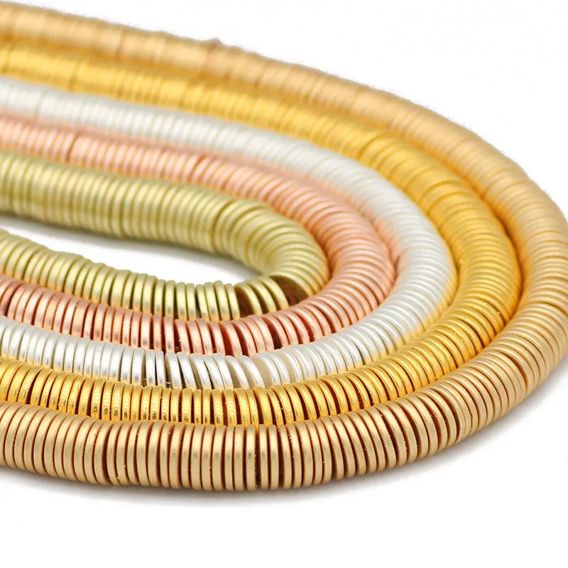 1mm Matte Rose Gold Color Flat Round COINS Hematite Natural Stone Spacers Charm Loose Beads For Jewelry Making Diy Accessories