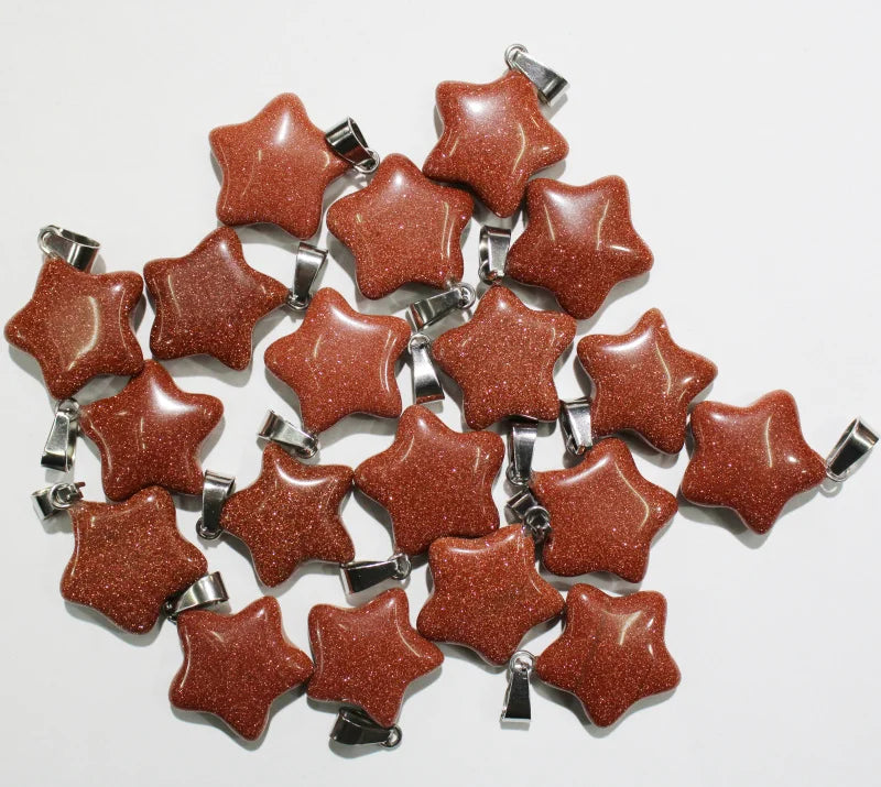 Wholesale 12pcs Good Quality Mixed Color Natural Stone Star Charm Pendant for Jewelry Making Bracelets Earring Pendants Charms
