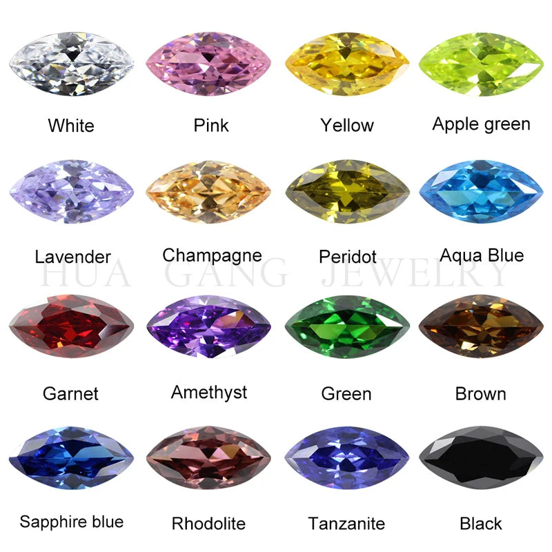 5A Marquise Shape Cubic Zirconia Stone Multicolor Brilliant Cut Loose CZ Synthetic Gems Beads For Jewelry