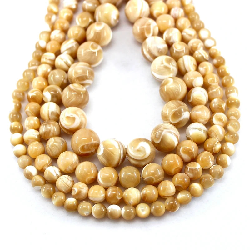 White Trochus Shell Beads 10mm Round Loose for Jewelry Making
