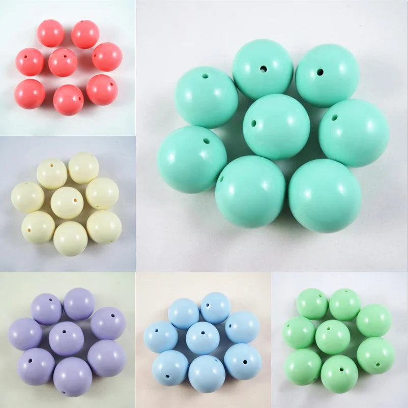 30mm Round Acrylic Beads 26 Colors 5pcs Lot