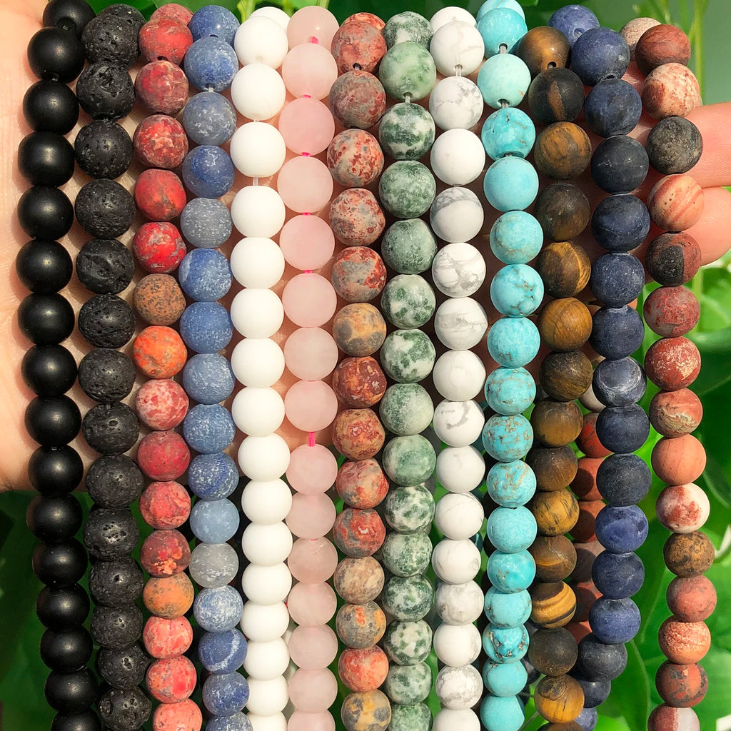 Natural Matte Frosted Stone Spacer Beads 10mm