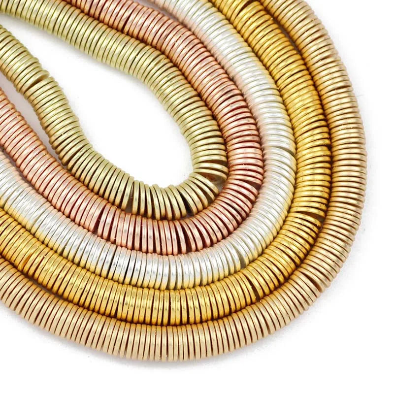 1mm Matte Rose Gold Color Flat Round COINS Hematite Natural Stone Spacers Charm Loose Beads For Jewelry Making Diy Accessories