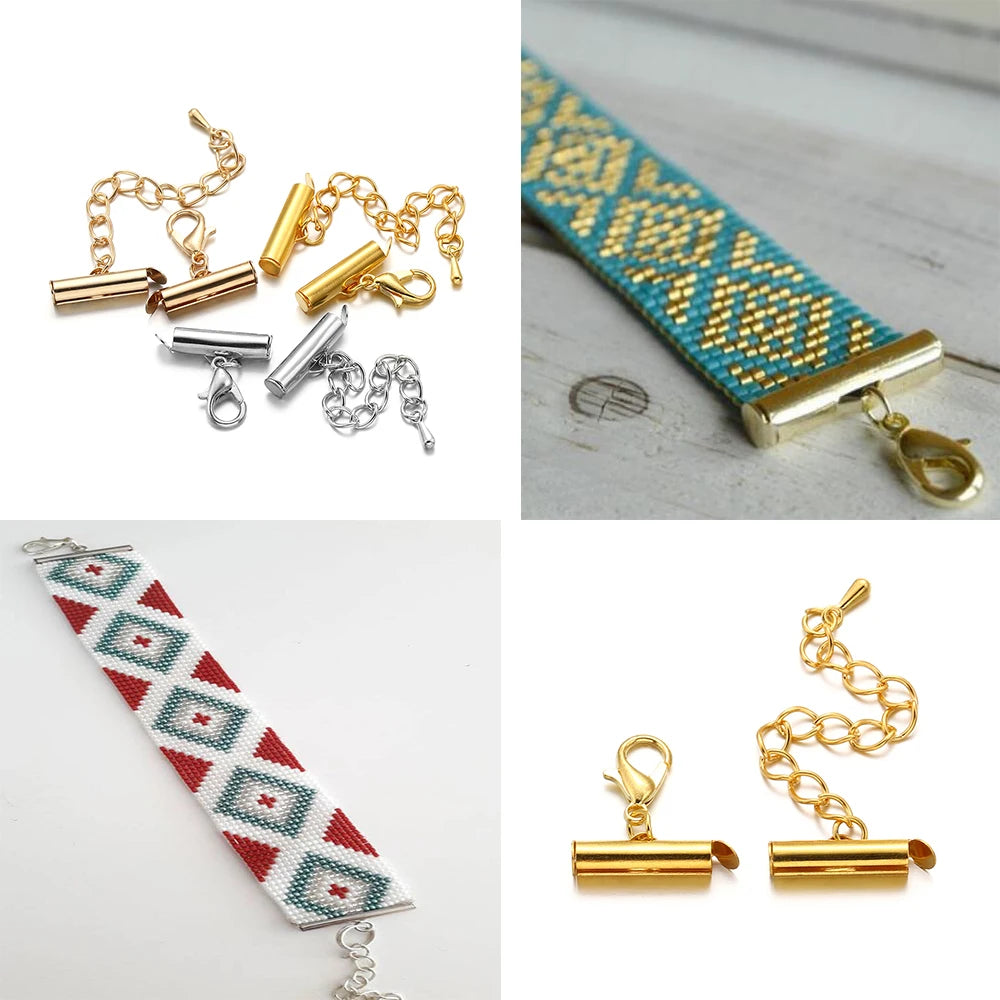 10Set 10-40mm Metal Bracelet End Connectors Slide Clasp Extending Lobster Clasps Slide Hook Tail Chain For DIY Jewelry Making