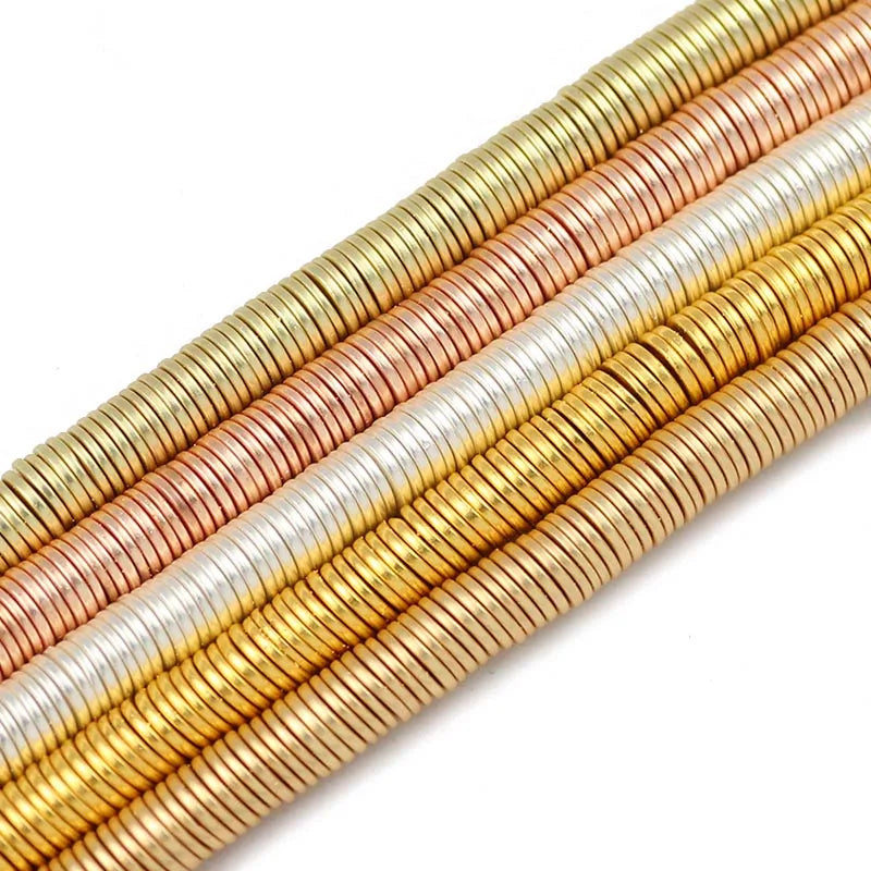 1mm Matte Rose Gold Color Flat Round COINS Hematite Natural Stone Spacers Charm Loose Beads For Jewelry Making Diy Accessories