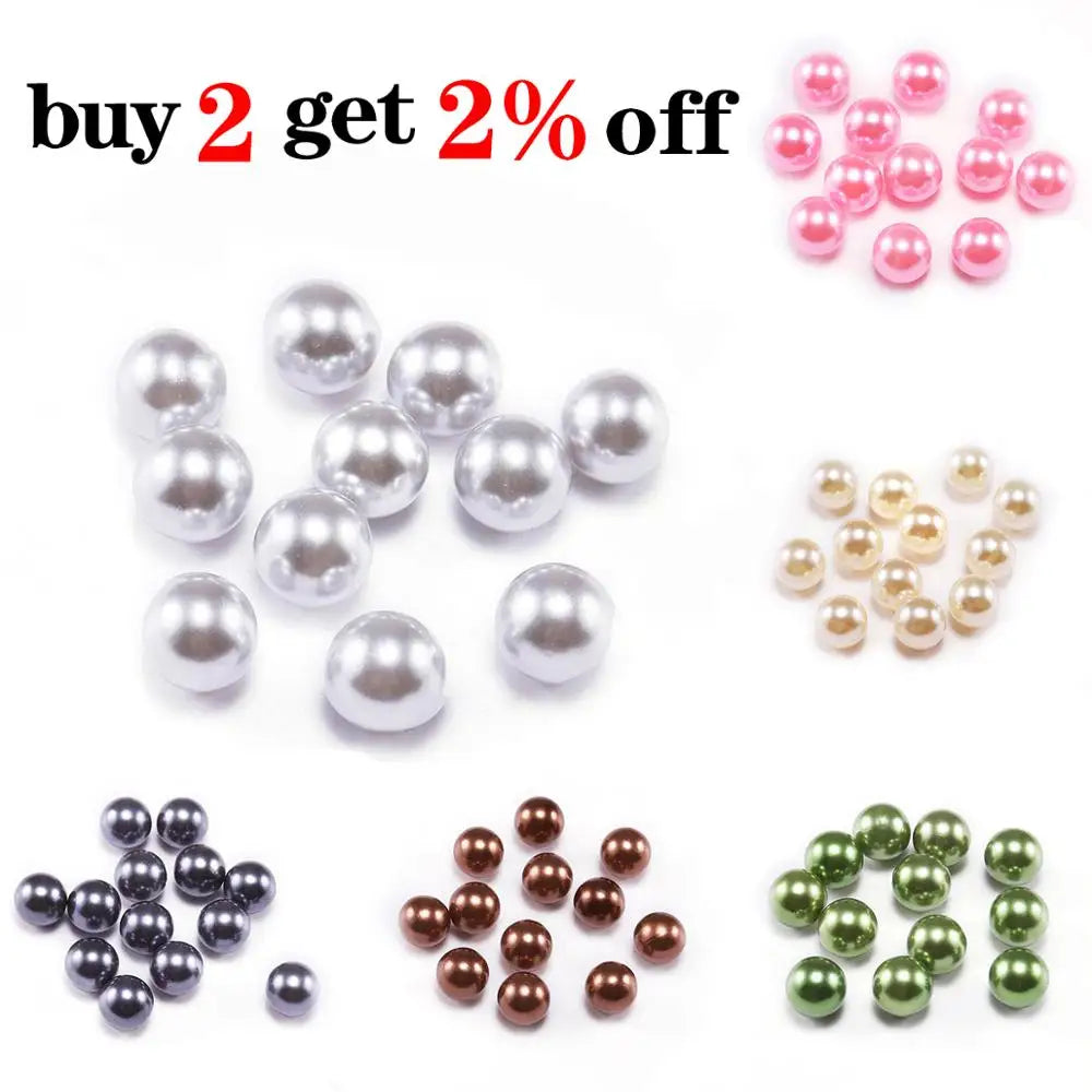 Round Imitation Pearl Beads 3-14mm Black White Loose Beads for DIY Jewelry