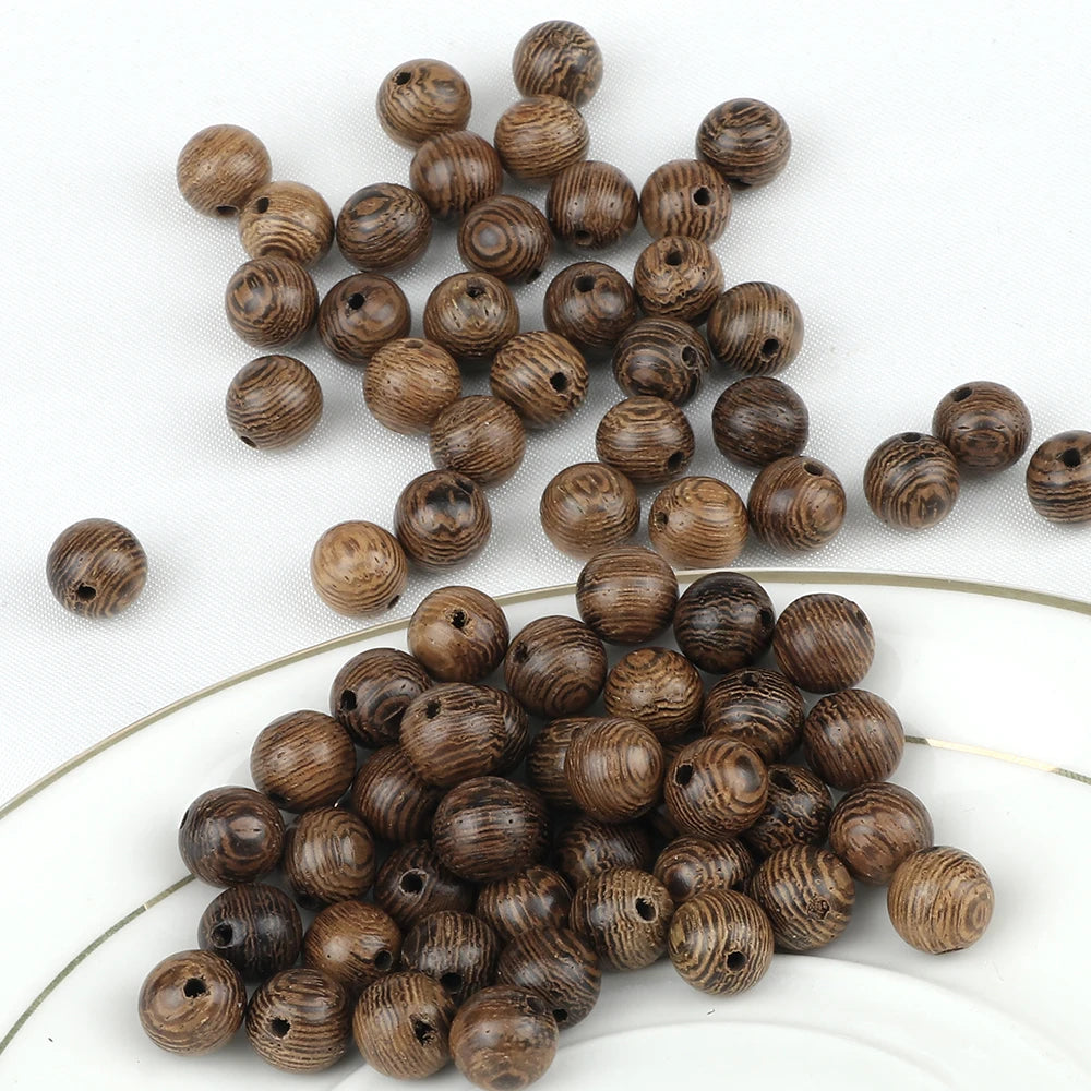 Natural Wood Beads Round Spacer Wooden Balls Charms DIY For Bracelet Necklace Jewelry Making Handmade Accessories 8mm Wholesale