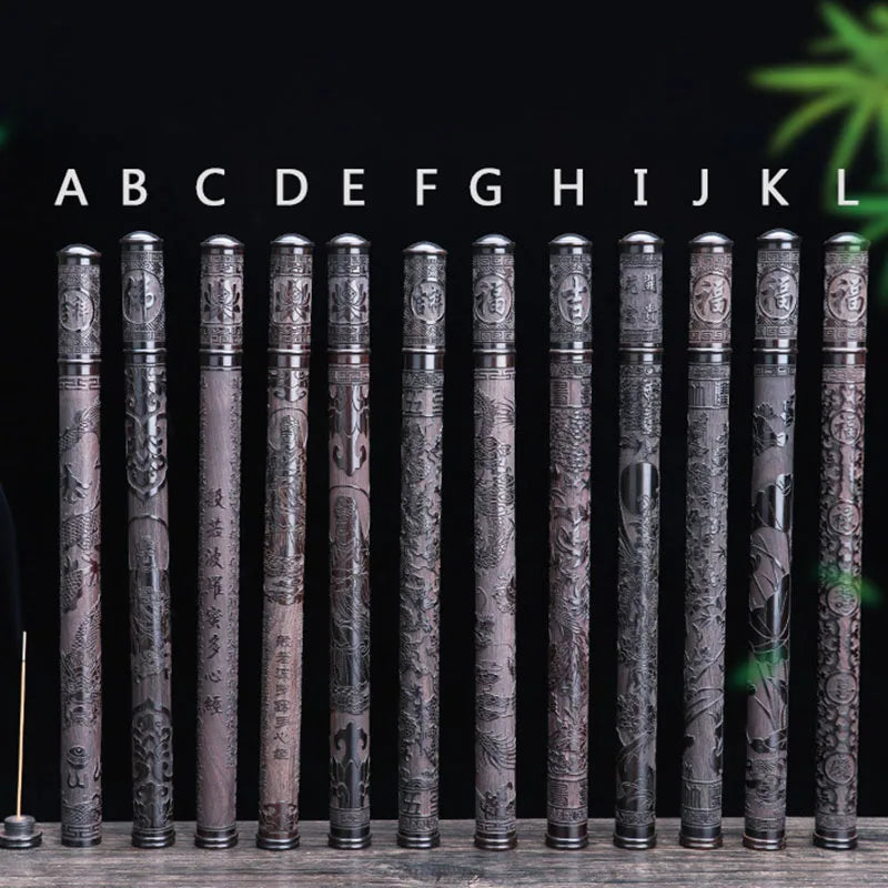 Factory Ebony Incense Tube Wooden with Incense Holder Cover for 21cm Sticks Carved Insence Burner Buddha Guanyin Bucket