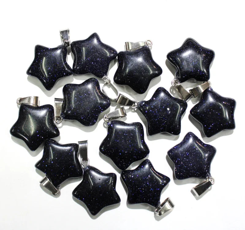 Wholesale 12pcs Good Quality Mixed Color Natural Stone Star Charm Pendant for Jewelry Making Bracelets Earring Pendants Charms