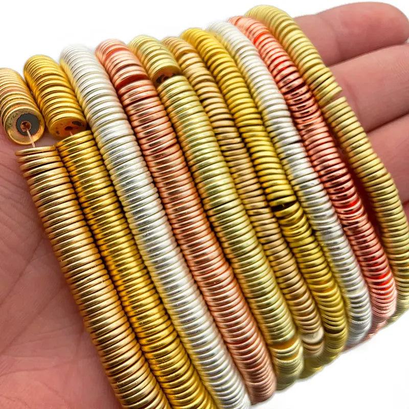 1mm Matte Rose Gold Color Flat Round COINS Hematite Natural Stone Spacers Charm Loose Beads For Jewelry Making Diy Accessories