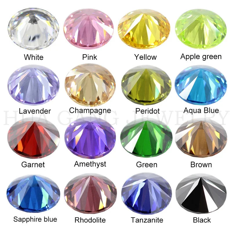 5A Qaulity 1.0~3.0mm Various 20 Colors Loose Cubic Zirconia Stones Round Brilliant Cut Loose CZ Synthetic Gem For Woman Jewelry