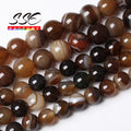 Natural Brown Striped Agate Beads 10mm Round Loose Beads for DIY Jewelry