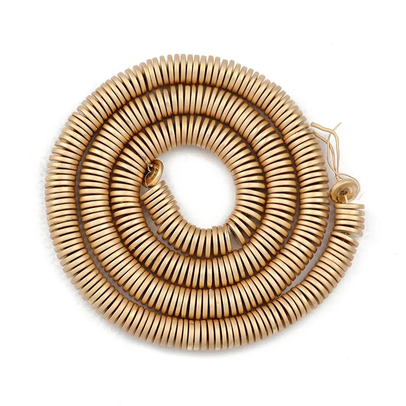 1mm Matte Rose Gold Color Flat Round COINS Hematite Natural Stone Spacers Charm Loose Beads For Jewelry Making Diy Accessories