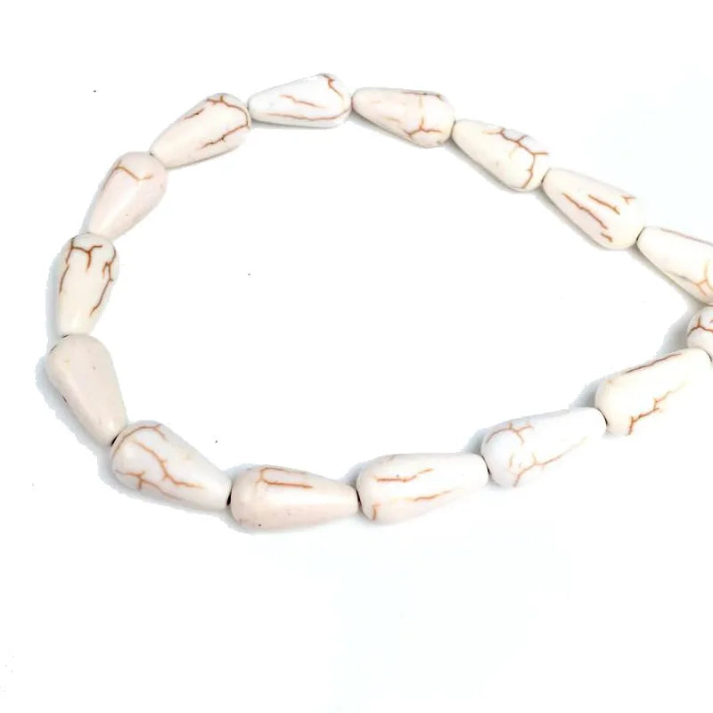 Teardrop Oval Rice Beads White Turquoises Howlite Beads for Jewelry Bracelet Making DIY Accessories Spacer 15inche
