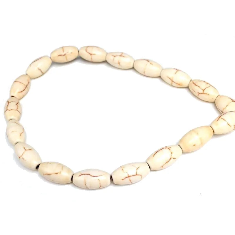Teardrop Oval Rice Beads White Turquoises Howlite Beads for Jewelry Bracelet Making DIY Accessories Spacer 15inche