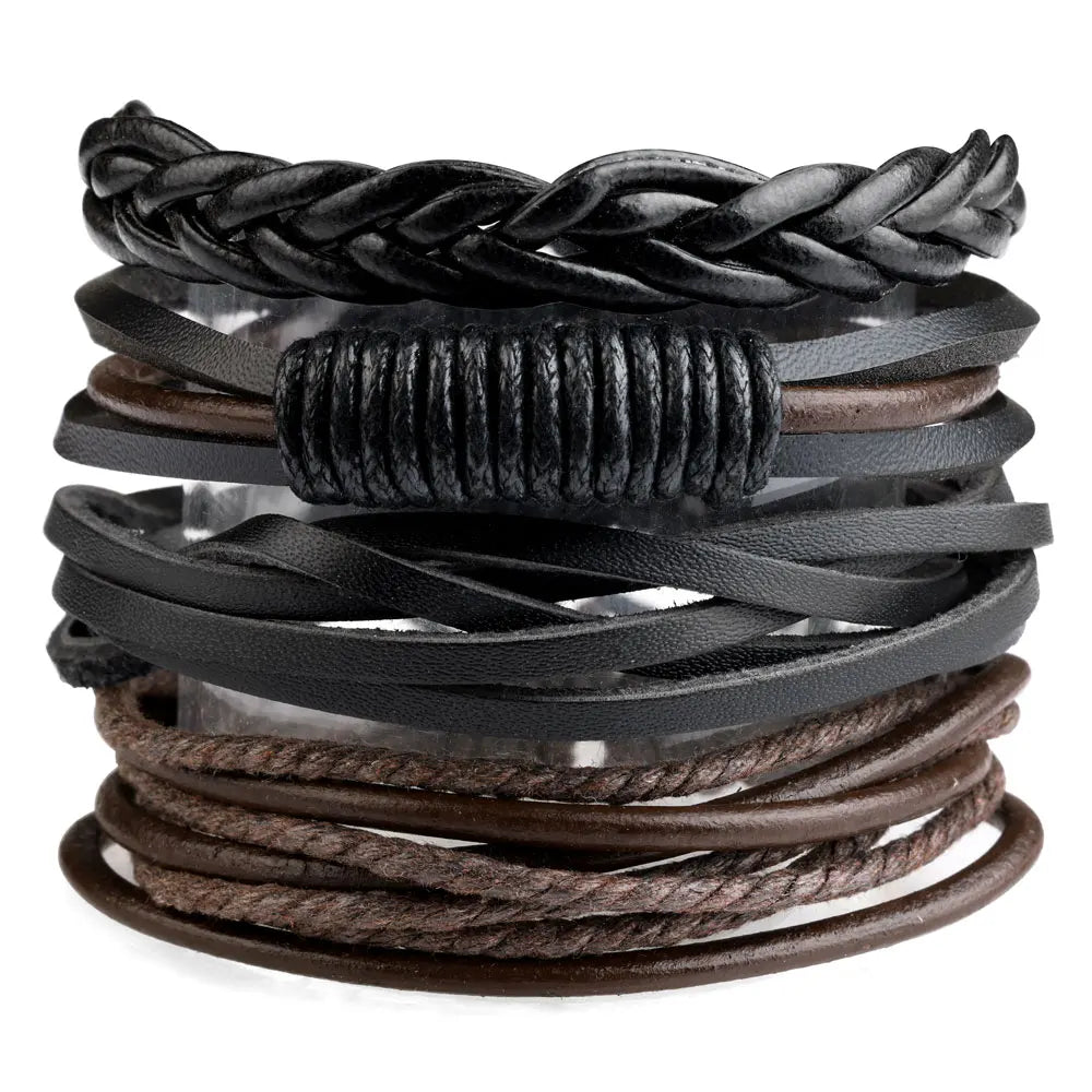 Punk Leather Bracelet for Men - Gothic Style Adjustable