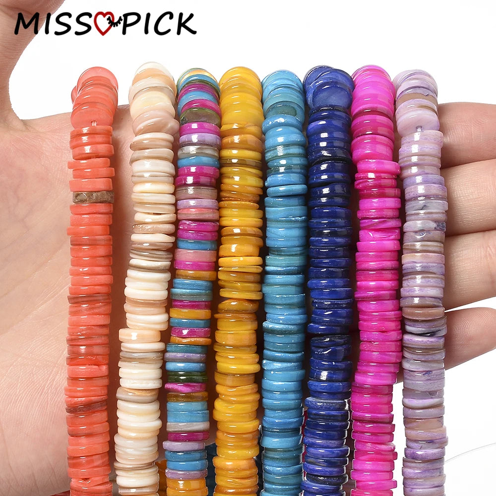 3/4/6/8/10mm Colored Freshwater Shell Beads DIY Jewelry Findings Beads Round Shape Shell Chip Loose Beads For Jewelry Making