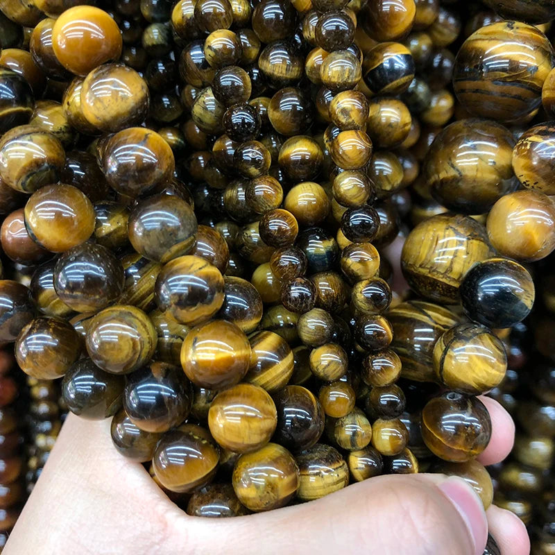 4/6/8/10/12/14mm Natural Yellow Tiger Eye Beads Round Loose Stone Beads for DIY Necklace Bracelet Jewelry Making Pick Size
