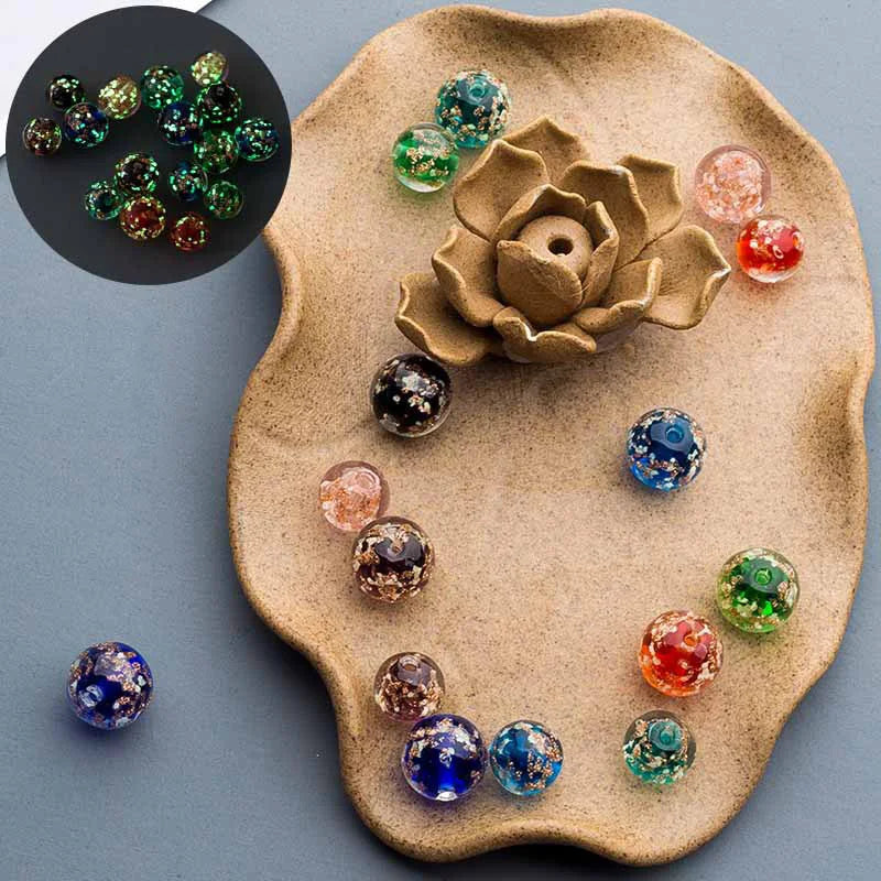 Round Lampwork Glass Beads 8mm 10mm 12mm Loose Beads for Jewelry Making