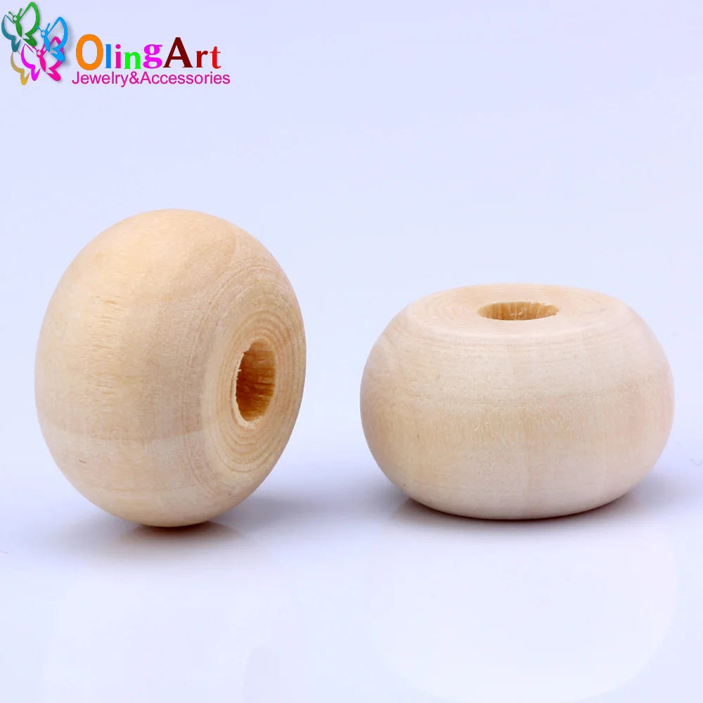 OlingArt 20MM 12pcs/lot Natural Wooden Oval Beads Children's Jewelry Toys DIY Crafts Decor Accessories The Best Gift
