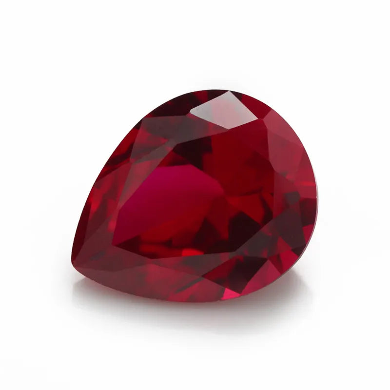 Size 3x5mm~13x18mm Pear Cut 3# 5# 8# Red Stones Synthetic Corundum Gemstone for Jewelry Making