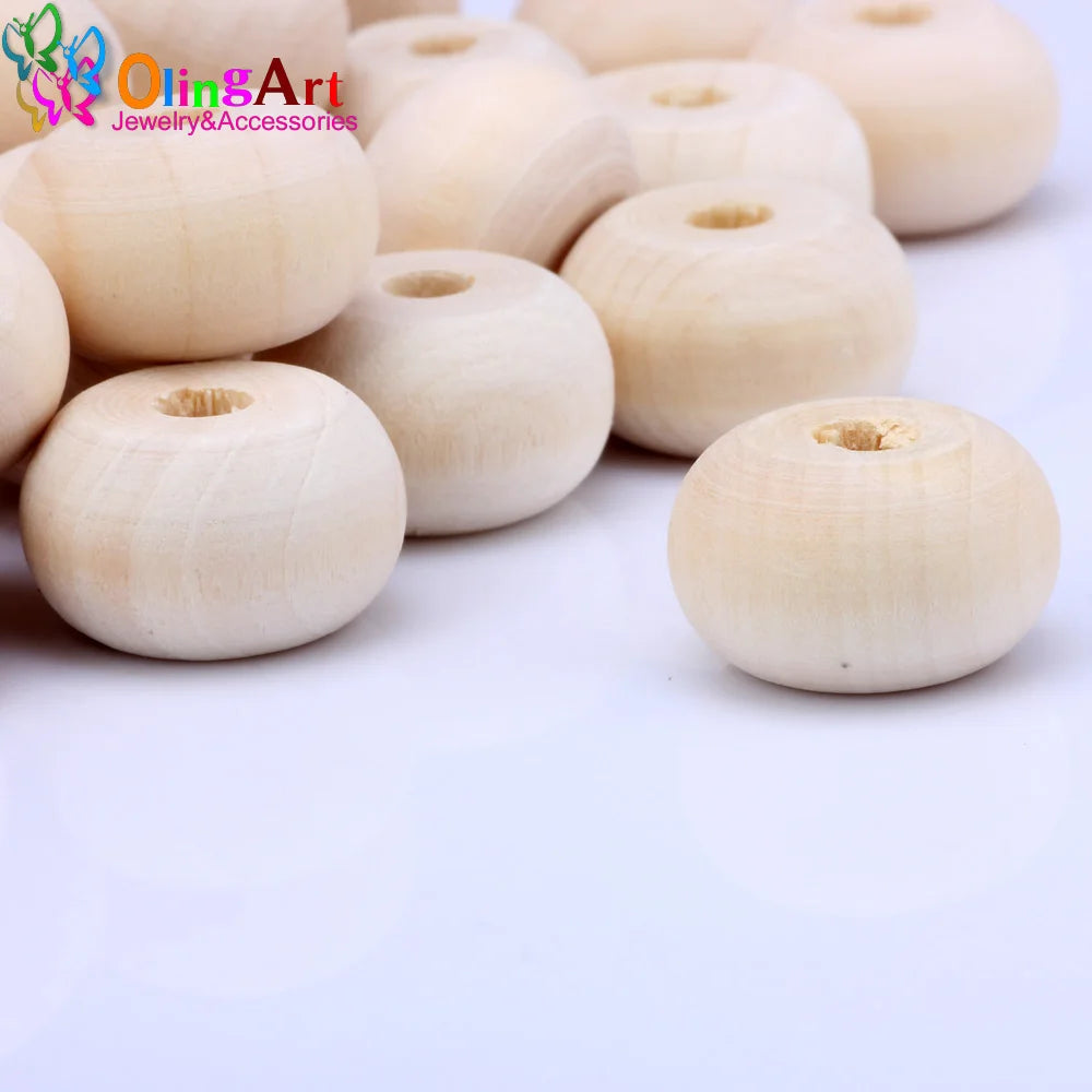 OlingArt 20MM 12pcs/lot Natural Wooden Oval Beads Children's Jewelry Toys DIY Crafts Decor Accessories The Best Gift