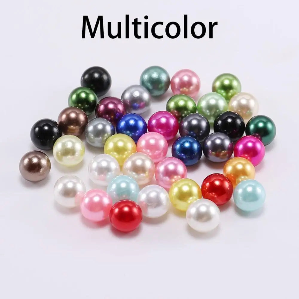 Round Imitation Pearl Beads 3-14mm Black White Loose Beads for DIY Jewelry