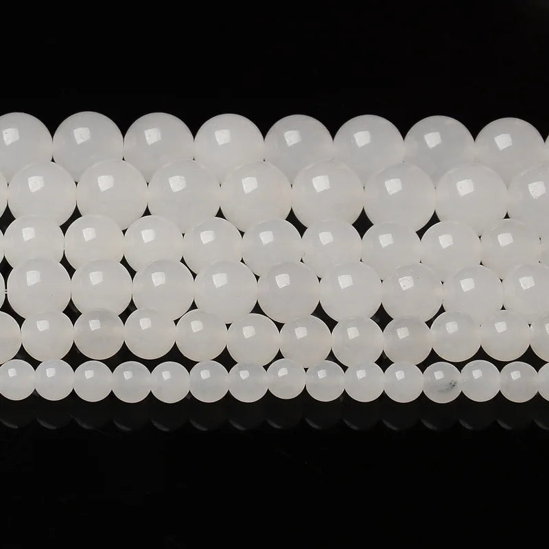 Wholesale 4/6/8/10/12mm Natural White Crystal Quartz Stone Round Beads For Jewelry Making DIY Bracelet Stone Bead