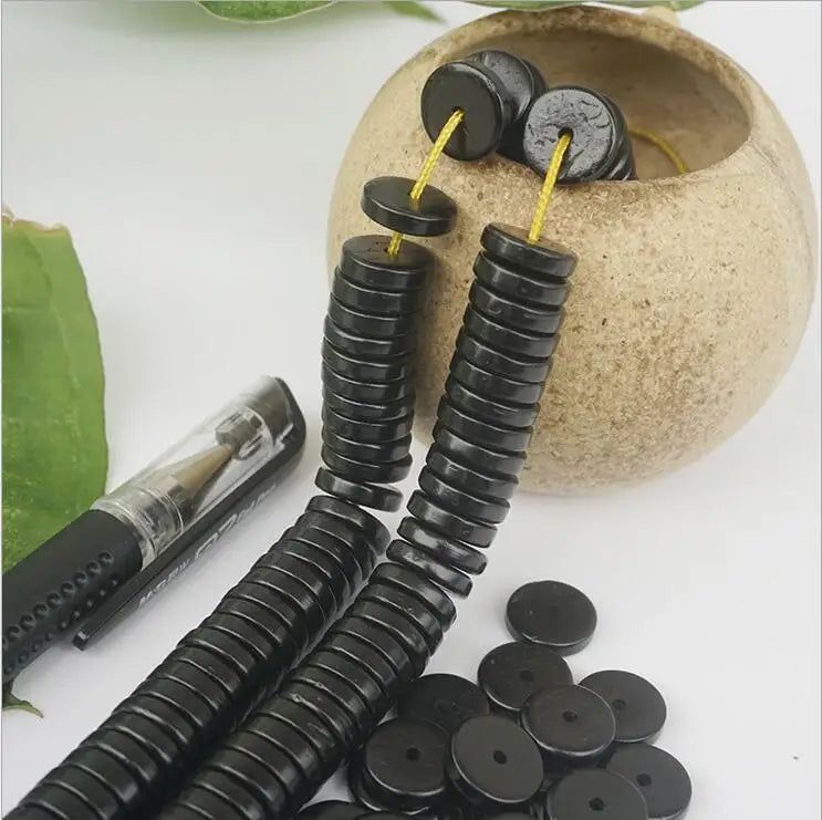 100pcs-150pcs 4 6 8 10 12 14 mm Natural Wood Coconut Shell Beads Flat Round Rondelle Spacer Bead for DIY Jewelry Making Findings