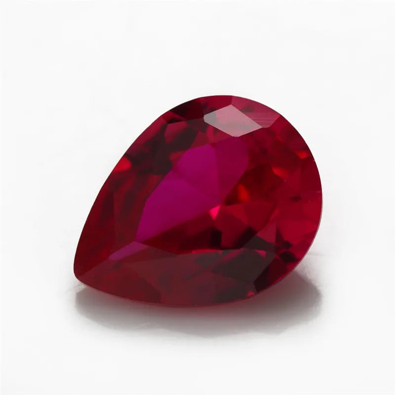 Size 3x5mm~13x18mm Pear Cut 3# 5# 8# Red Stones Synthetic Corundum Gemstone for Jewelry Making