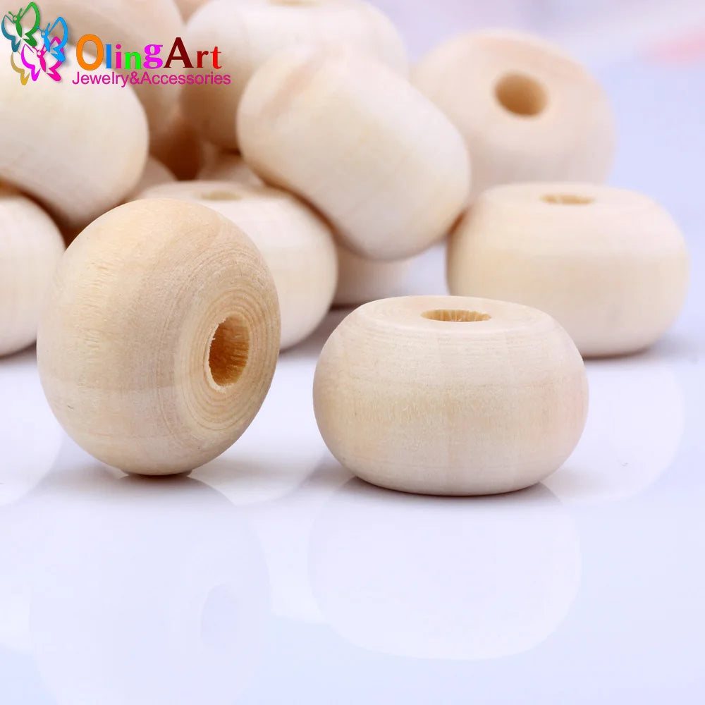 OlingArt 20MM 12pcs/lot Natural Wooden Oval Beads Children's Jewelry Toys DIY Crafts Decor Accessories The Best Gift