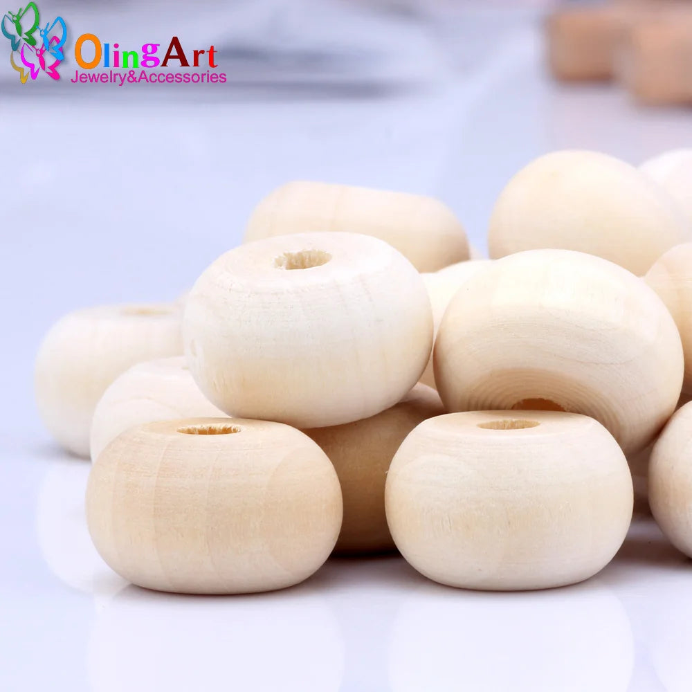 OlingArt 20MM 12pcs/lot Natural Wooden Oval Beads Children's Jewelry Toys DIY Crafts Decor Accessories The Best Gift