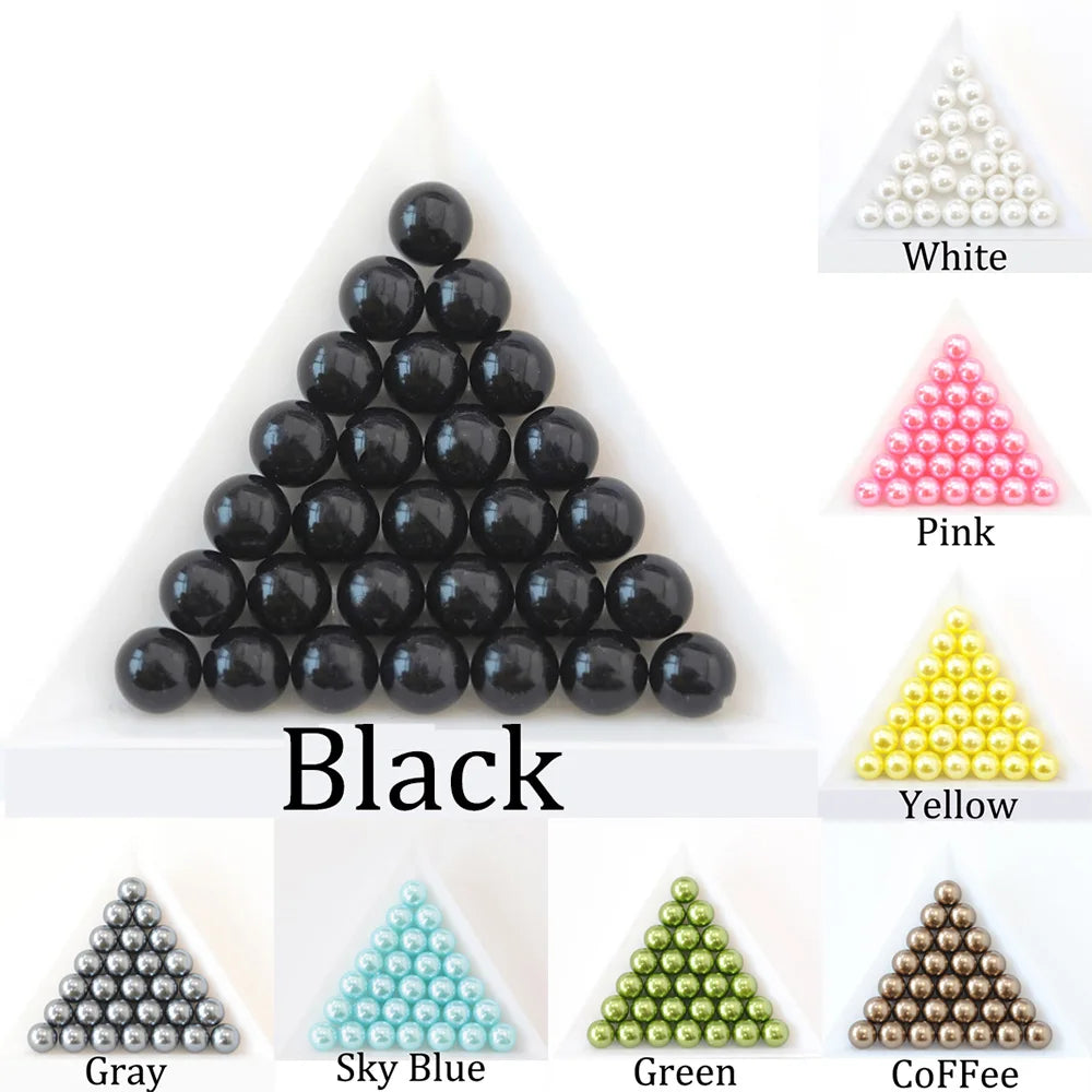 Round Imitation Pearl Beads 3-14mm Black White Loose Beads for DIY Jewelry
