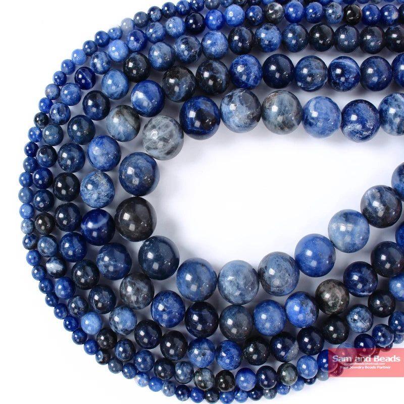 Natural Stone Dark Blue Sodalite Beads For Jewelry Making Strand 15" 4 6 8 10 12mm Pick size DBS9