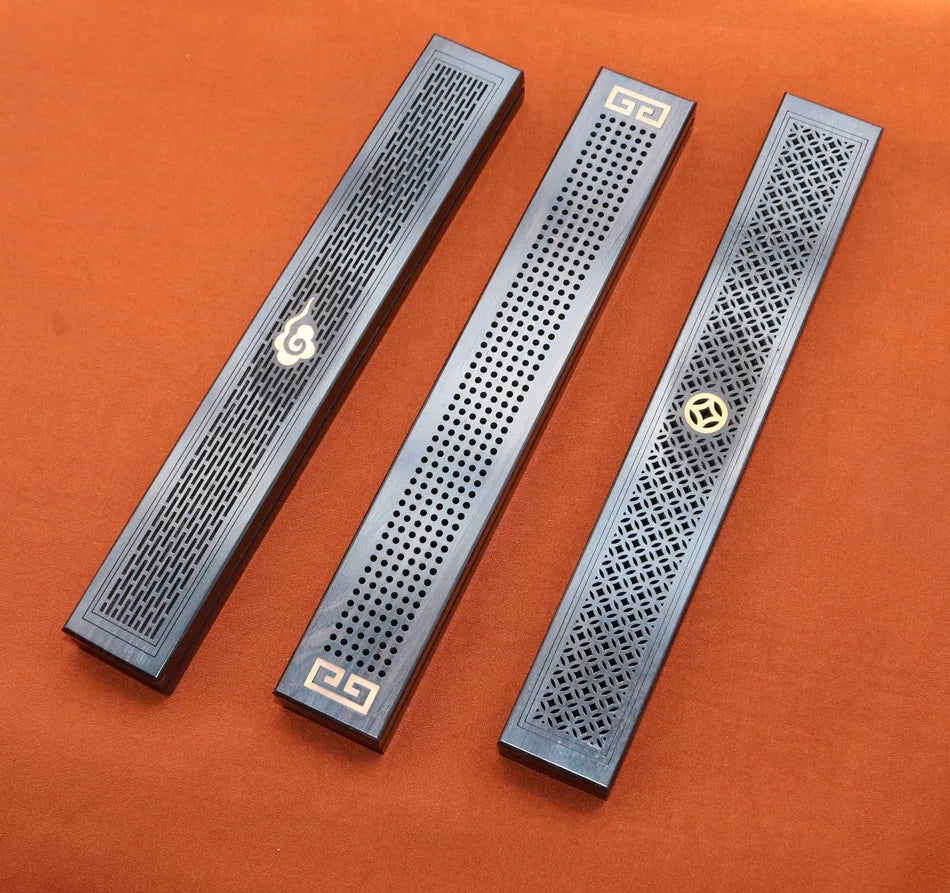 Incense Stick Holder Ebony Wood Incense Burner Chinese Style Incense Ash Catcher Tray for Home Office Fragrance Decor Meditation