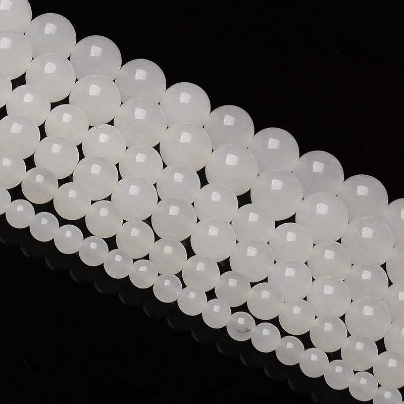Wholesale 4/6/8/10/12mm Natural White Crystal Quartz Stone Round Beads For Jewelry Making DIY Bracelet Stone Bead