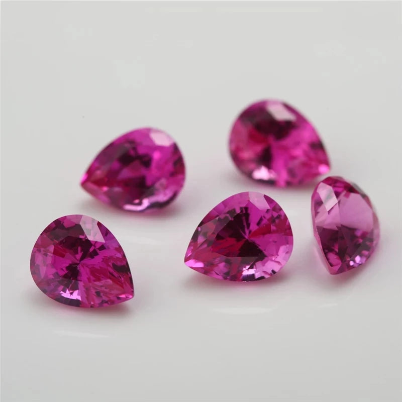 Size 3x5mm~13x18mm Pear Cut 3# 5# 8# Red Stones Synthetic Corundum Gemstone for Jewelry Making
