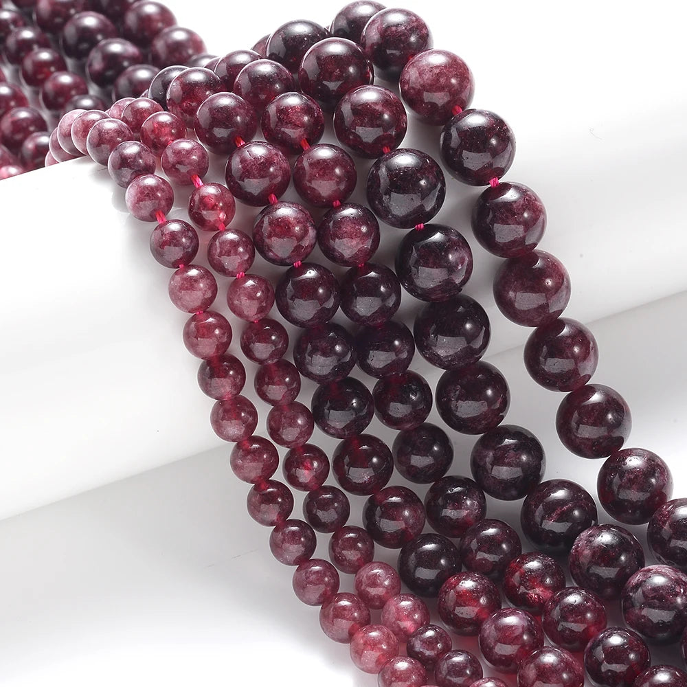 Dark Red Natural Garnet Lapis Lazuli Amethysts Stone Bead 4-12mm Round Loose Bead for Jewelry Making DIY Bracelet Handmade Craft